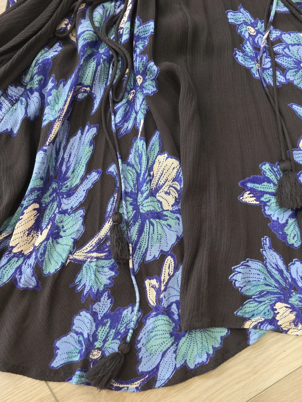Free People Floral Lace-Up Back Mini Slip Dress Beach Cover Up
